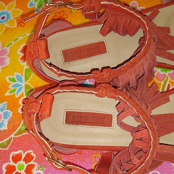 Forever 21 Fringed Suede Flat Sandals - Picture 4 of 8